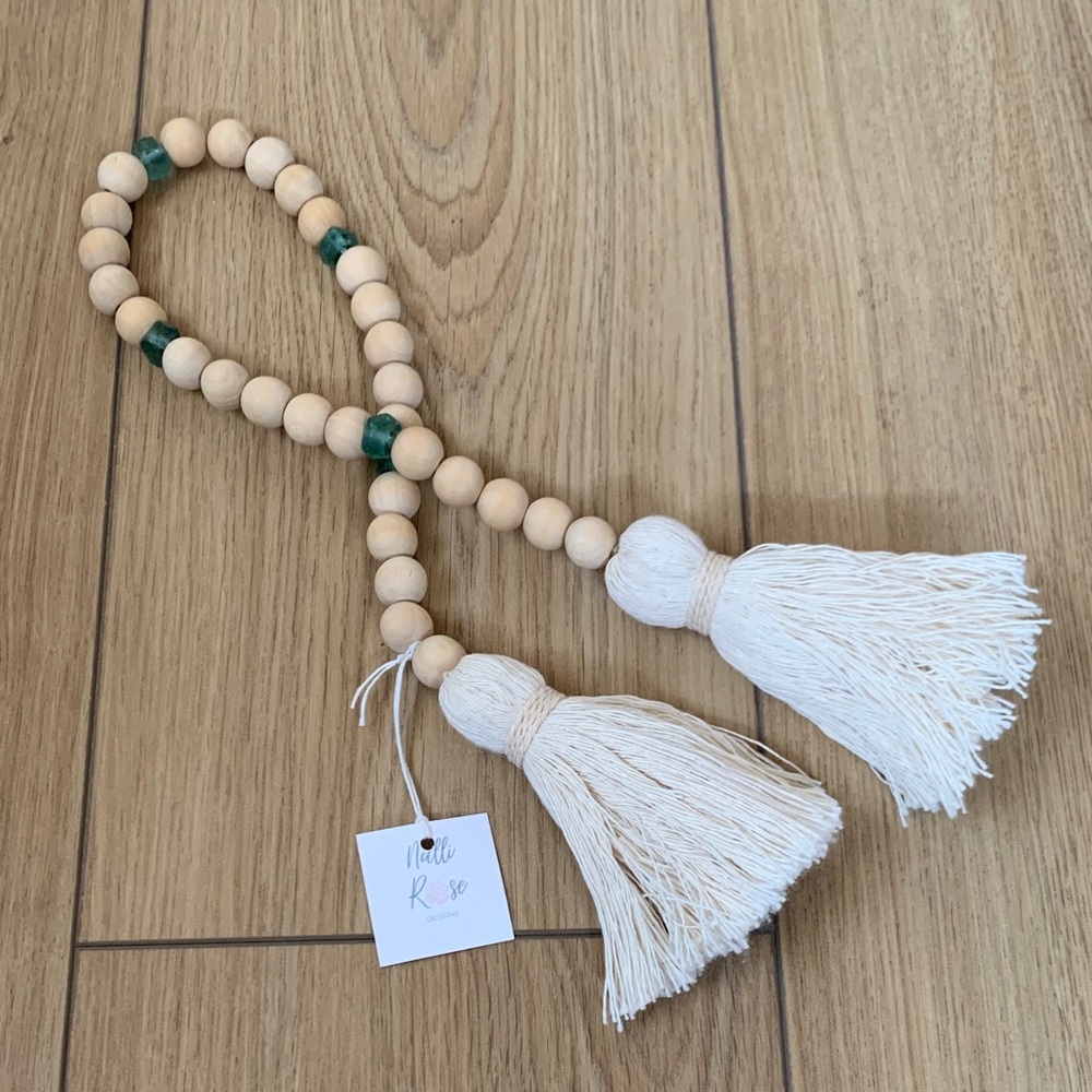 Wooden Bead Garland with Tassels